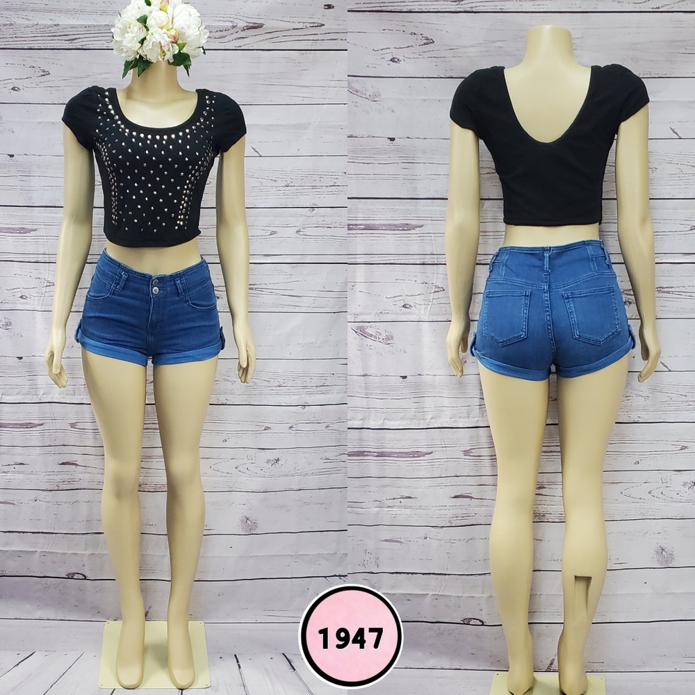 bozzolo large junior black stretch crop top